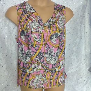 TNO Pink Chain Link Print Dressy Pink Cowl Neck 1X